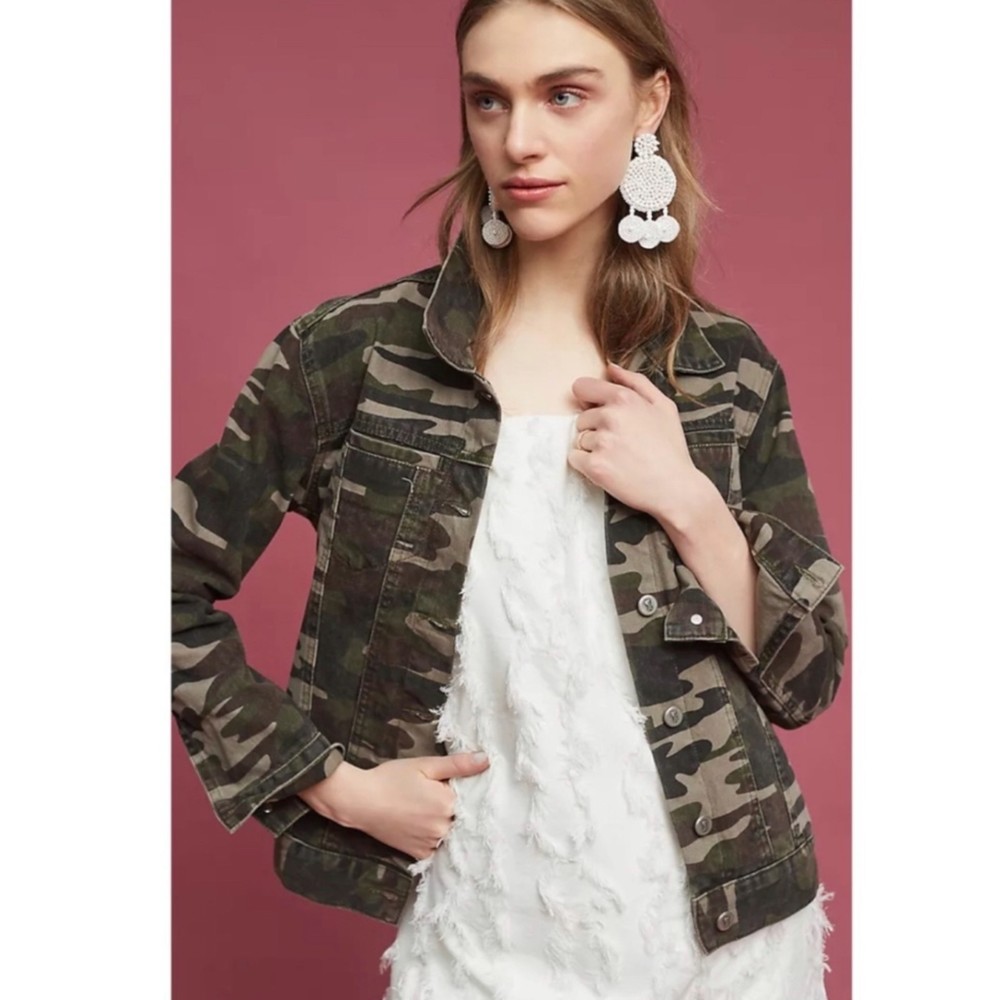 PILCRO AND THE LETTERPRESS Camo Buttons Jean Jacket